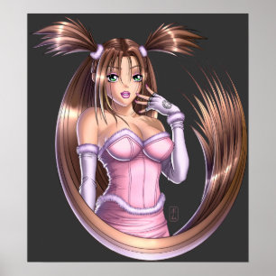 Poster Fille d'Anime - rose