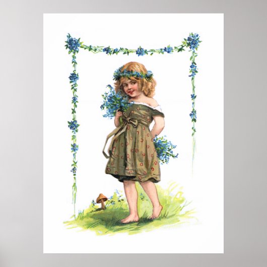 Poster Fille d'anniversaire avec fleurs (Devant)