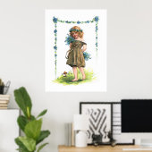 Poster Fille d'anniversaire avec fleurs (Bureau à domicile)
