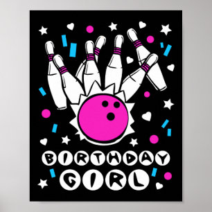 Poster Fille d'anniversaire Bowling Party Cool Kids Quill