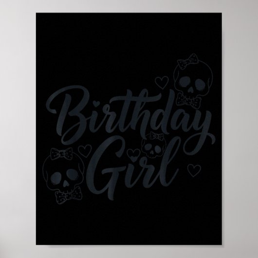 Poster Fille d'anniversaire Crâne Squelette Amant Mignon (Devant)