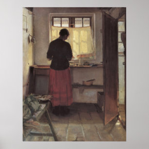 Poster Fille dans la cuisine par Anna Ancher
