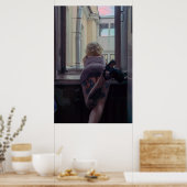 Poster Fille dans la fenêtre (Cuisine)