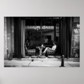 Poster Fille dans un café et café TIme - Photo de rue (Devant)