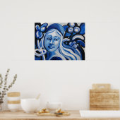 Poster Fille dans un casquette bleu (Cuisine)