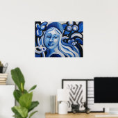 Poster Fille dans un casquette bleu (Bureau à domicile)