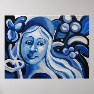 Poster Fille dans un casquette bleu