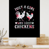 Poster Fille d'art de poulet qui aime les poulets (Cuisine)