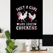 Poster Fille d'art de poulet qui aime les poulets (Bureau à domicile)