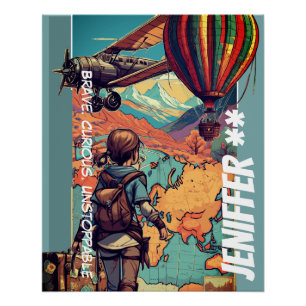 Poster Fille d'aventure, Thème de voyage personnalisé