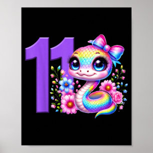Poster Fille de 11 ans Snake Party Arc-en-ciel Coquette B