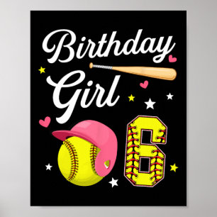 Poster Fille de 6 ans Fête Douce Sixième Anniversaire 6 A