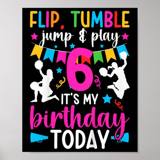 Poster Fille de 6 ans pour anniversaire cheerleading Enfa (Devant)