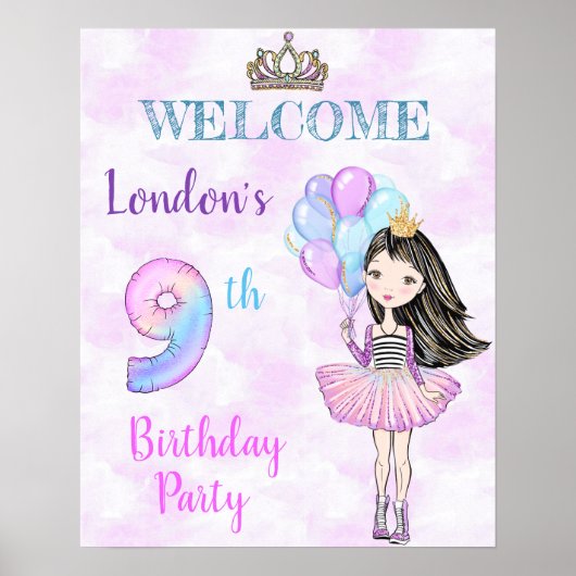 Poster Fille de 9 ans Princesse Lavande Turquoise (Devant)