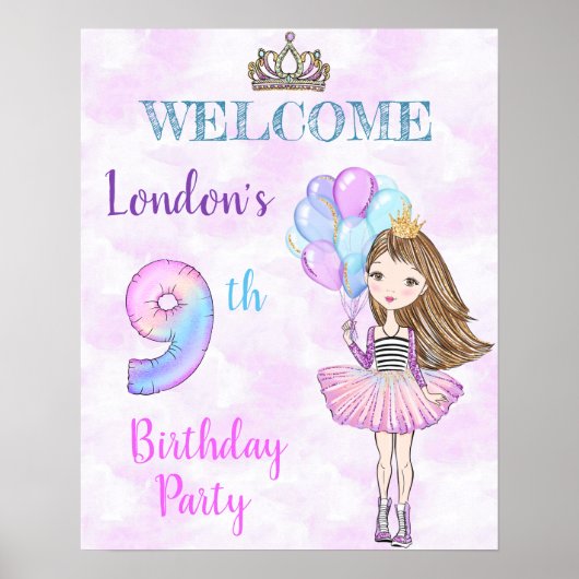 Poster Fille de 9 ans Princesse Lavande Turquoise (Devant)