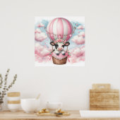 Poster Fille de ballon à air chaud vache (Cuisine)
