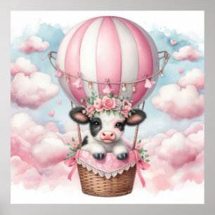 Poster Fille de ballon à air chaud vache