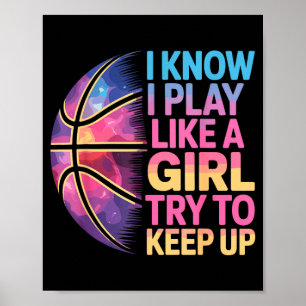 Poster Fille de basketball art pour filles enfants femmes