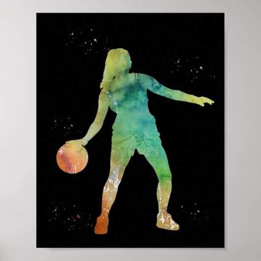 Poster Fille De Basketball Jouant (Devant)