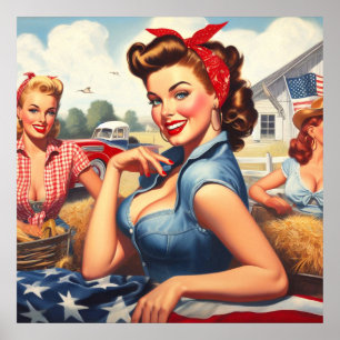 Poster Fille de campagne américaine vintage