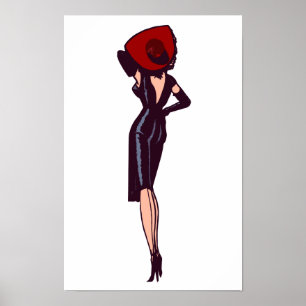Poster Fille de charme glamour vintage rétro
