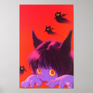 Poster Fille de chat d'Halloween