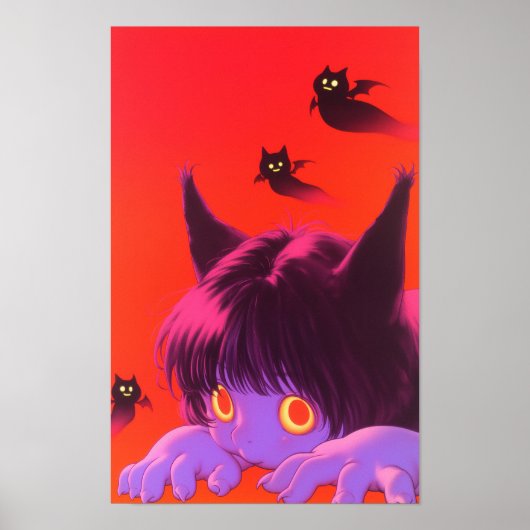 Poster Fille de chat d'Halloween (Devant)