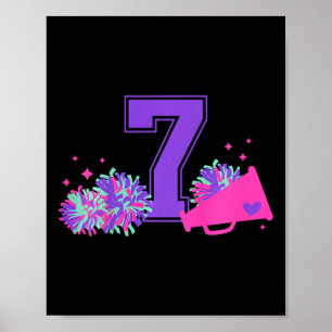 Poster Fille de cheerleading pour 7e anniversaire âgée de