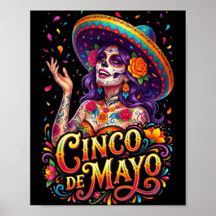 Poster Fille de Cinco de mayo fiesta mexicaine 5 de mayo 