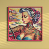 Poster Fille de course encrée