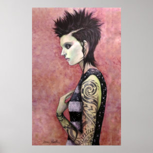 Poster Fille de dragon - art original par Dori Hartley