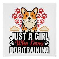 Fille de dressage de chien Corgi Vintage Vector Co