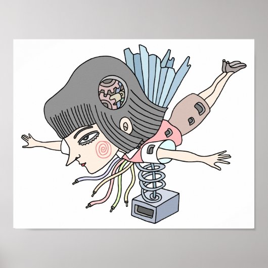 Poster Fille de fantasy mécanique. (Devant)
