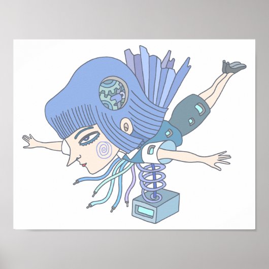 Poster Fille de fantasy mécanique. (Devant)