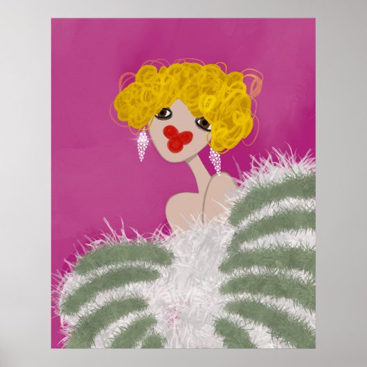 Poster Fille de fête Danse Rose Glam Mode Art (Devant)