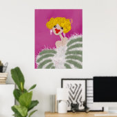 Poster Fille de fête Danse Rose Glam Mode Art (Bureau à domicile)