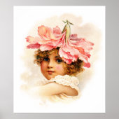 Poster Fille de fleurs en rose (Devant)