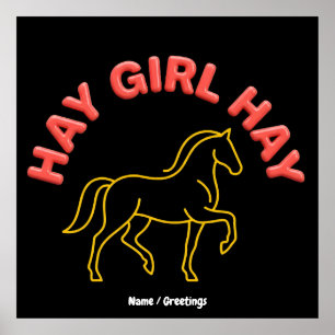 Poster Fille de Foin Retro Cheval Graphique 2026 Chic Occ