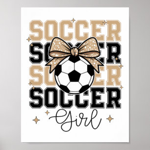 Poster Fille de foot Groovy Coquette Bow Football Sports