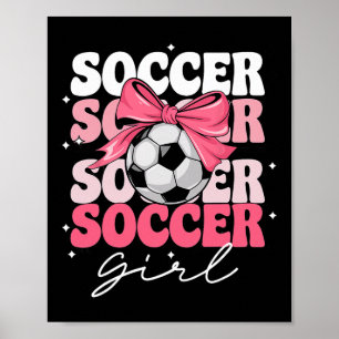 Poster Fille de foot groovy Filles coquette Bow Football