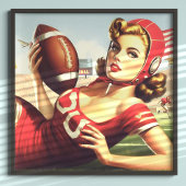 Poster Fille de football vintage