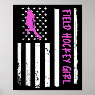 Poster Fille de hockey sur gazon Drapeau Usa _1