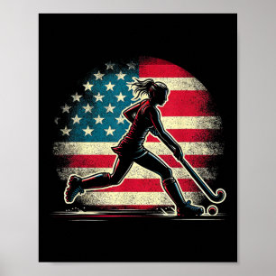 Poster Fille de hockey sur gazon États-Unis d'Amérique Dr