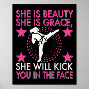 Poster Fille de karaté taekwondo Femmes Kick de karaté