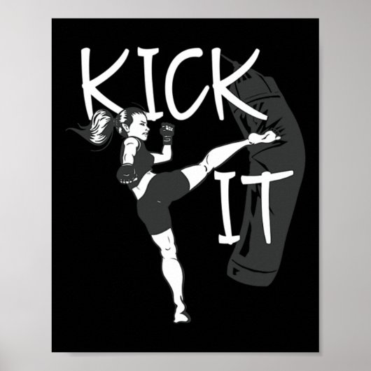 Poster Fille de kickboxing botte-la (Devant)