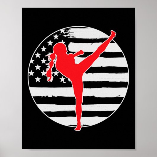 Poster Fille de kickboxing Drapeau États-Unis 4 juillet (Devant)
