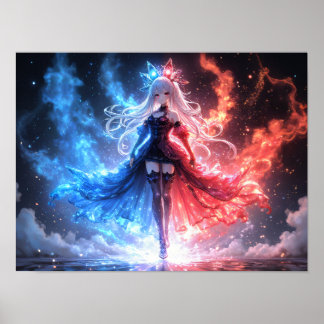 Poster Fille de la flamme et du givre en harmonie élément
