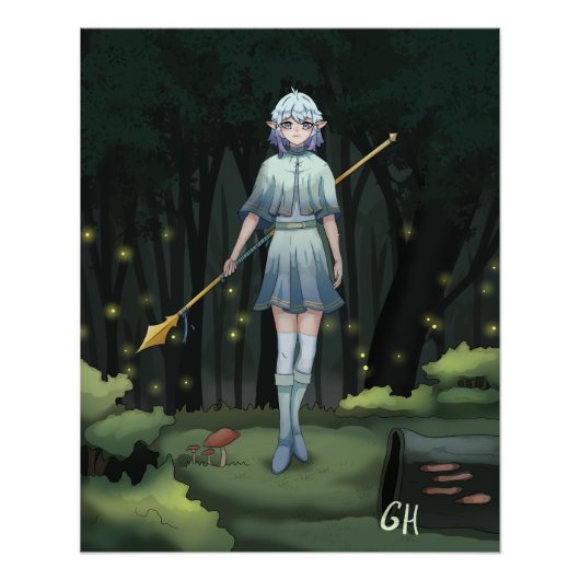 Poster Fille de la forêt Anime (Devant)