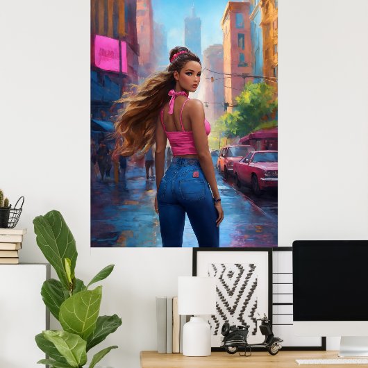 Poster Fille de la ville (Bureau à domicile)