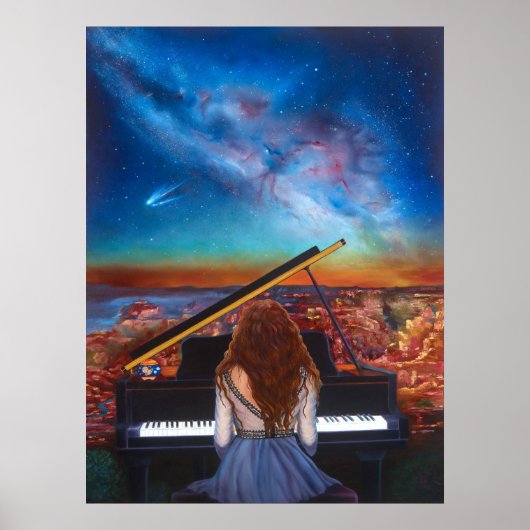 Poster Fille de l'affiche au piano (Devant)